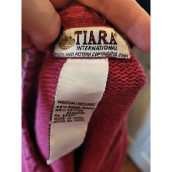 Tiara Vintage 90's Burgundy/White Fair Isle Zip Up Sweater M Apres' Ski Cozy - Picture 8 of 8